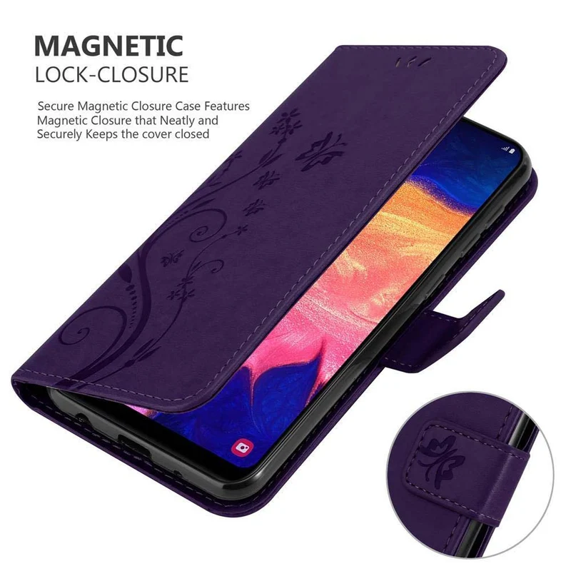 Cadorabo Hülle kompatibel mit Samsung Galaxy A10 / M10 Schutzhülle im Blumen Design mit Magnetverschluss, Standfunktion und Kartenfächern