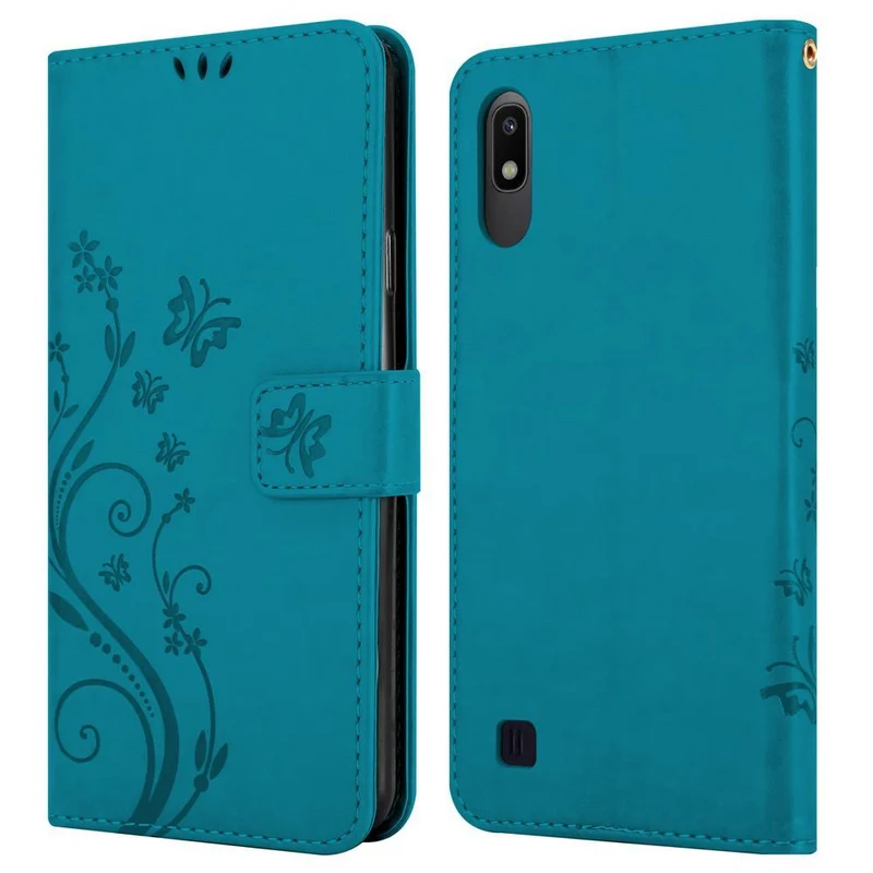 Cadorabo Hülle kompatibel mit Samsung Galaxy A10 / M10 Schutzhülle im Blumen Design mit Magnetverschluss, Standfunktion und Kartenfächern
