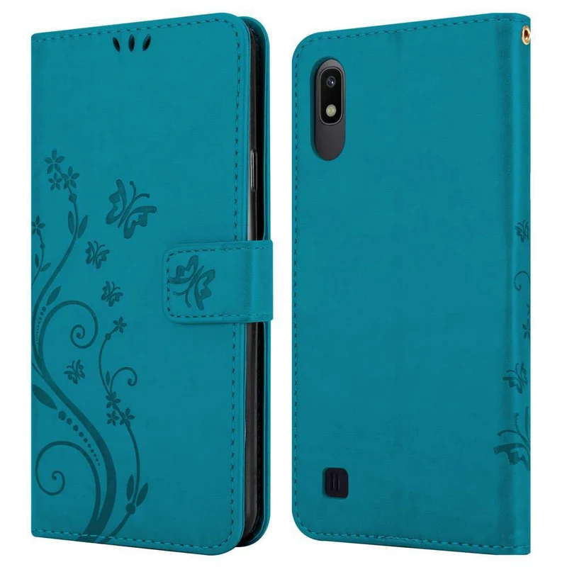 Cadorabo Hülle kompatibel mit Samsung Galaxy A10 / M10 Schutzhülle im Blumen Design mit Magnetverschluss, Standfunktion und Kartenfächern