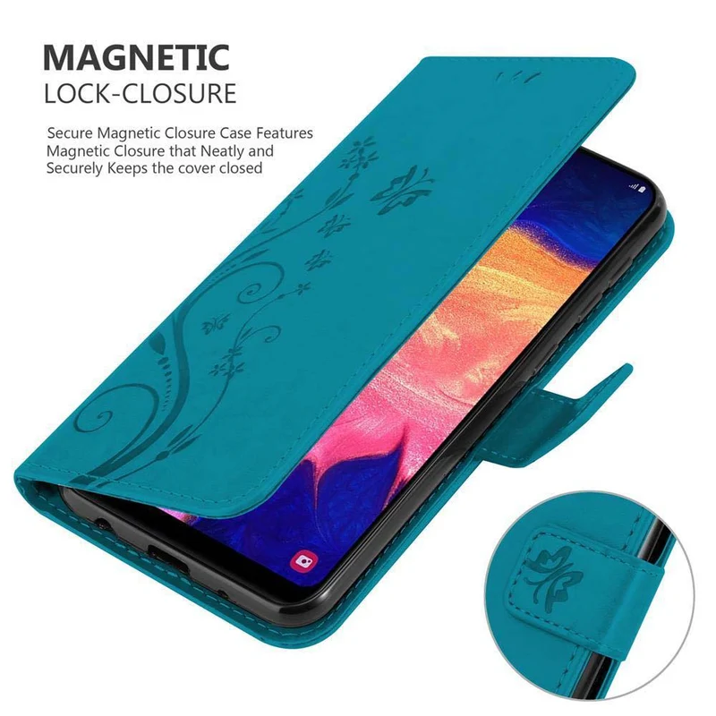 Cadorabo Hülle kompatibel mit Samsung Galaxy A10 / M10 Schutzhülle im Blumen Design mit Magnetverschluss, Standfunktion und Kartenfächern