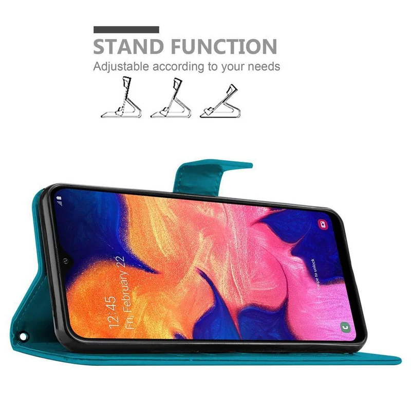Cadorabo Hülle kompatibel mit Samsung Galaxy A10 / M10 Schutzhülle im Blumen Design mit Magnetverschluss, Standfunktion und Kartenfächern