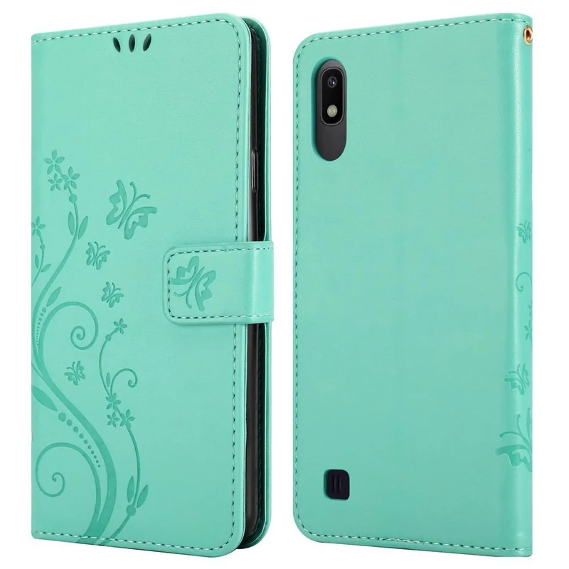 Cadorabo Hülle kompatibel mit Samsung Galaxy A10 / M10 Schutzhülle im Blumen Design mit Magnetverschluss, Standfunktion und Kartenfächern