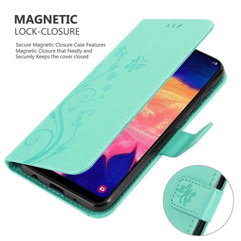 Cadorabo Hülle kompatibel mit Samsung Galaxy A10 / M10 Schutzhülle im Blumen Design mit Magnetverschluss, Standfunktion und Kartenfächern