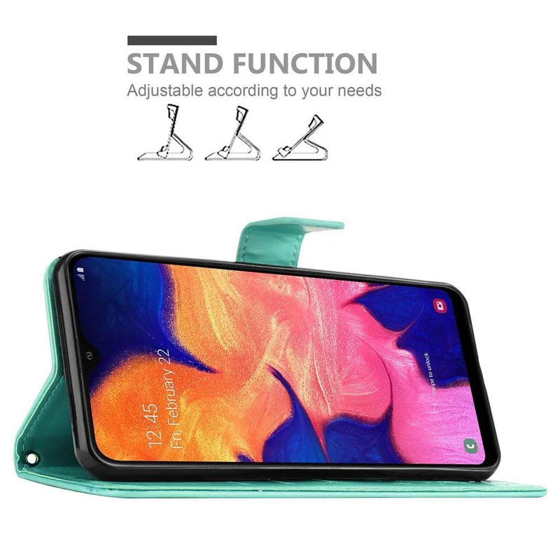 Cadorabo Hülle kompatibel mit Samsung Galaxy A10 / M10 Schutzhülle im Blumen Design mit Magnetverschluss, Standfunktion und Kartenfächern