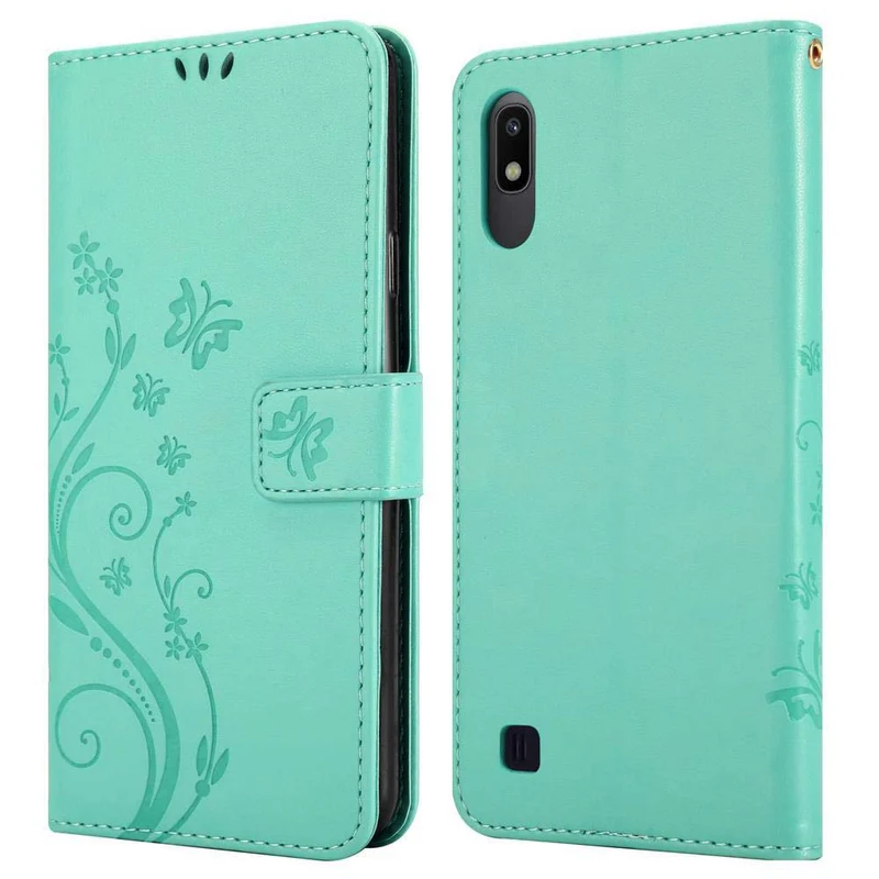 Cadorabo Hülle kompatibel mit Samsung Galaxy A10 / M10 Schutzhülle im Blumen Design mit Magnetverschluss, Standfunktion und Kartenfächern