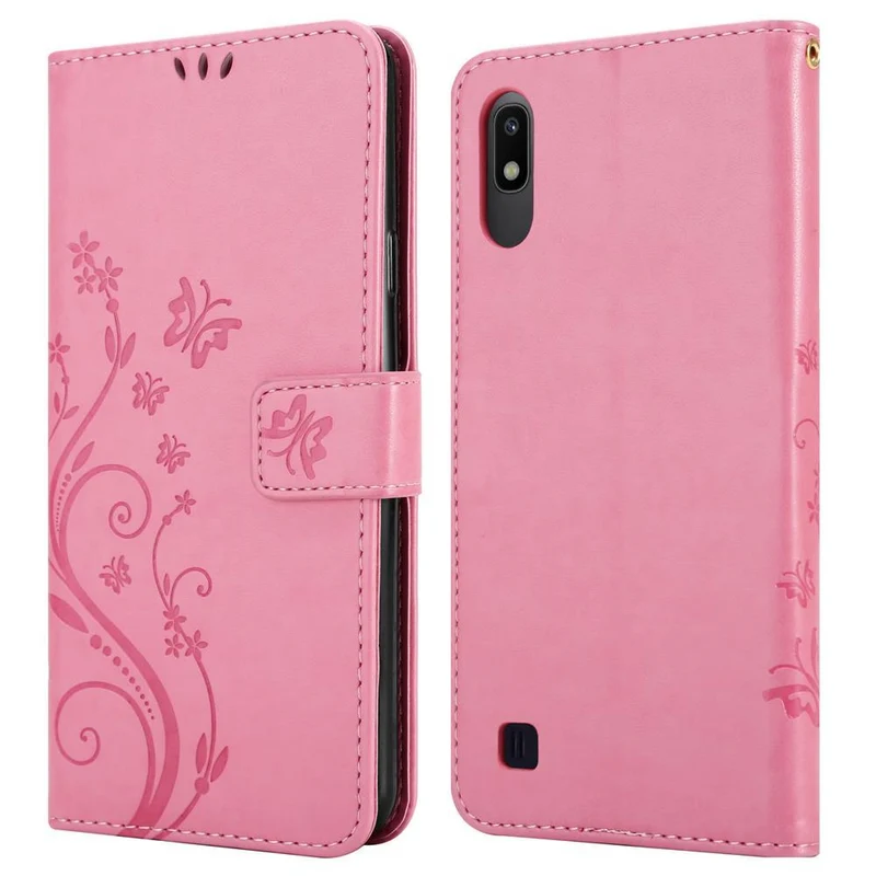 Cadorabo Hülle kompatibel mit Samsung Galaxy A10 / M10 Schutzhülle im Blumen Design mit Magnetverschluss, Standfunktion und Kartenfächern