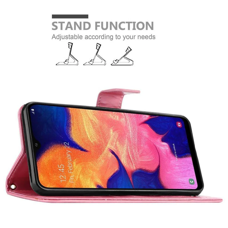 Cadorabo Hülle kompatibel mit Samsung Galaxy A10 / M10 Schutzhülle im Blumen Design mit Magnetverschluss, Standfunktion und Kartenfächern