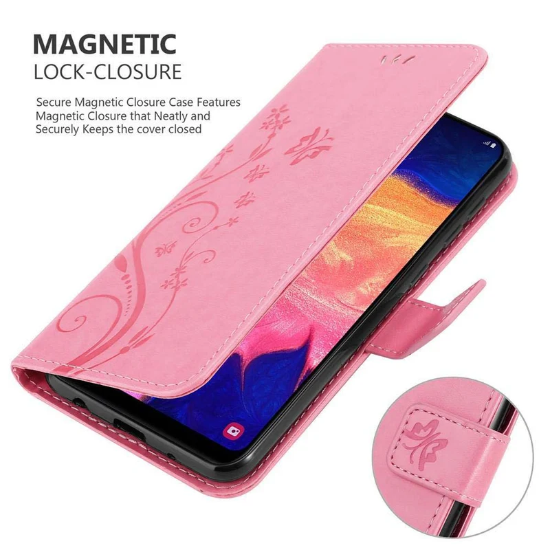 Cadorabo Hülle kompatibel mit Samsung Galaxy A10 / M10 Schutzhülle im Blumen Design mit Magnetverschluss, Standfunktion und Kartenfächern