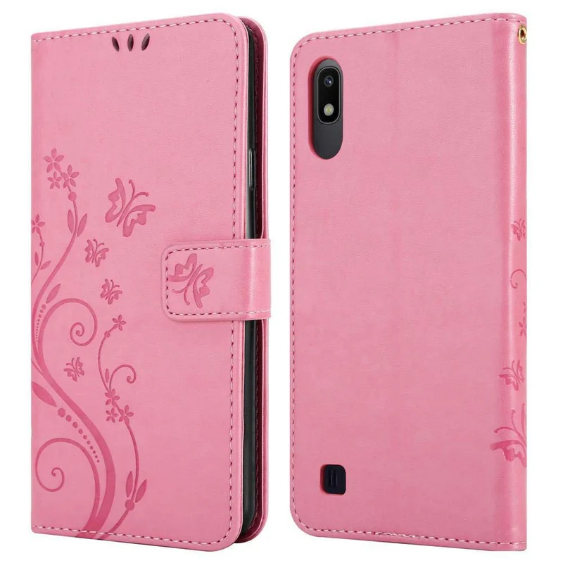 Cadorabo Hülle kompatibel mit Samsung Galaxy A10 / M10 Schutzhülle im Blumen Design mit Magnetverschluss, Standfunktion und Kartenfächern