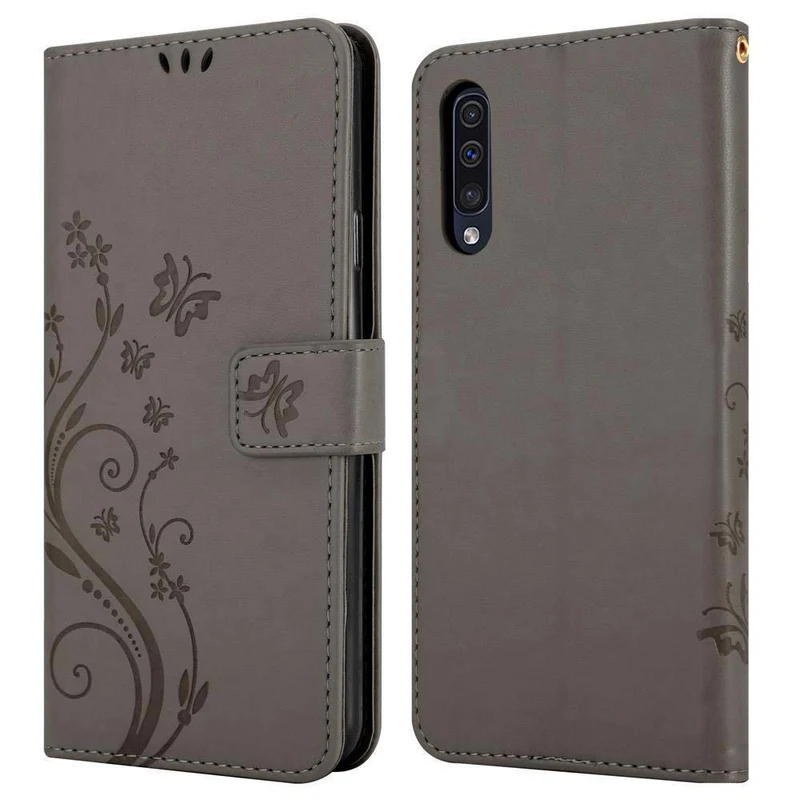 Cadorabo Hülle kompatibel mit Samsung Galaxy A50 4G / A50s / A30s Schutzhülle im Blumen Design mit Magnetverschluss, Standfunktion und Kartenfächern