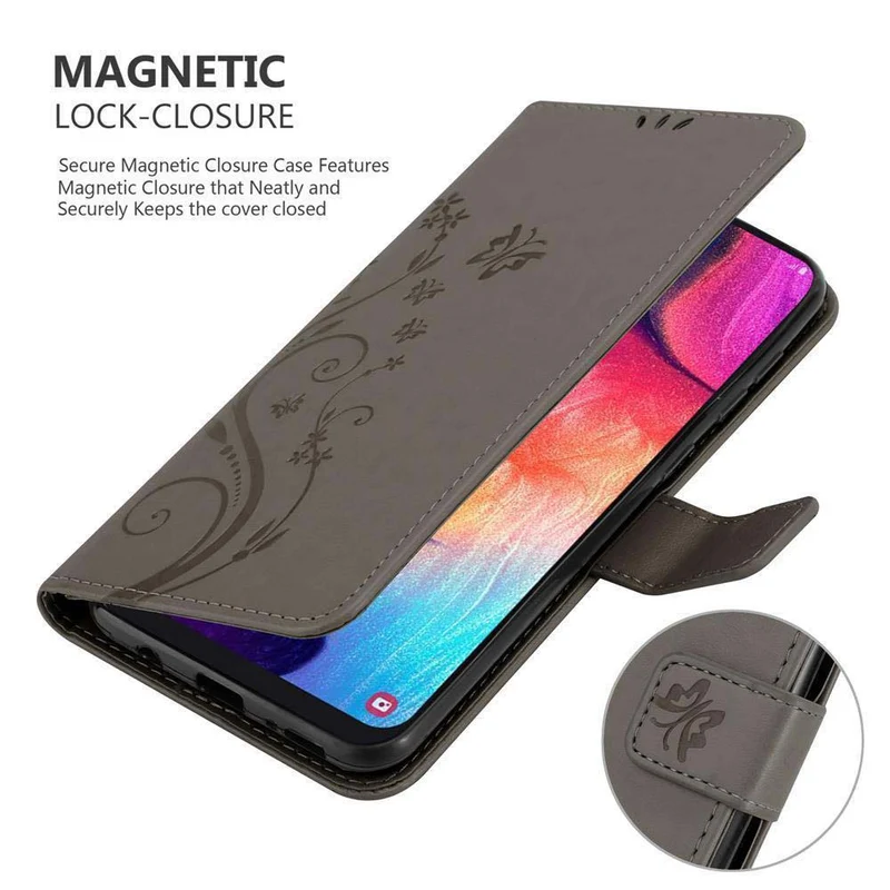 Cadorabo Hülle kompatibel mit Samsung Galaxy A50 4G / A50s / A30s Schutzhülle im Blumen Design mit Magnetverschluss, Standfunktion und Kartenfächern