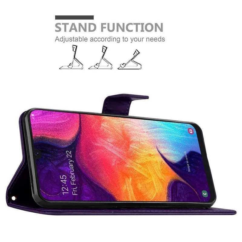 Cadorabo Hülle kompatibel mit Samsung Galaxy A50 4G / A50s / A30s Schutzhülle im Blumen Design mit Magnetverschluss, Standfunktion und Kartenfächern
