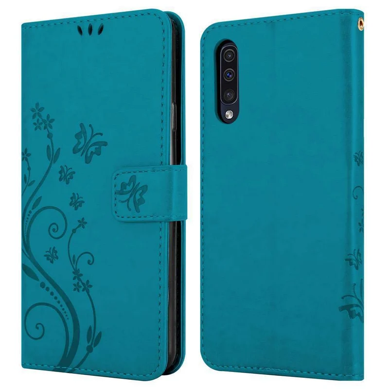Cadorabo Hülle kompatibel mit Samsung Galaxy A50 4G / A50s / A30s Schutzhülle im Blumen Design mit Magnetverschluss, Standfunktion und Kartenfächern