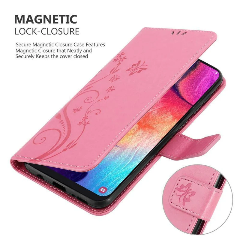 Cadorabo Hülle kompatibel mit Samsung Galaxy A50 4G / A50s / A30s Schutzhülle im Blumen Design mit Magnetverschluss, Standfunktion und Kartenfächern