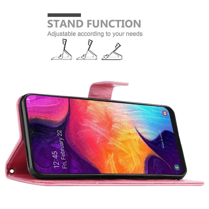 Cadorabo Hülle kompatibel mit Samsung Galaxy A50 4G / A50s / A30s Schutzhülle im Blumen Design mit Magnetverschluss, Standfunktion und Kartenfächern