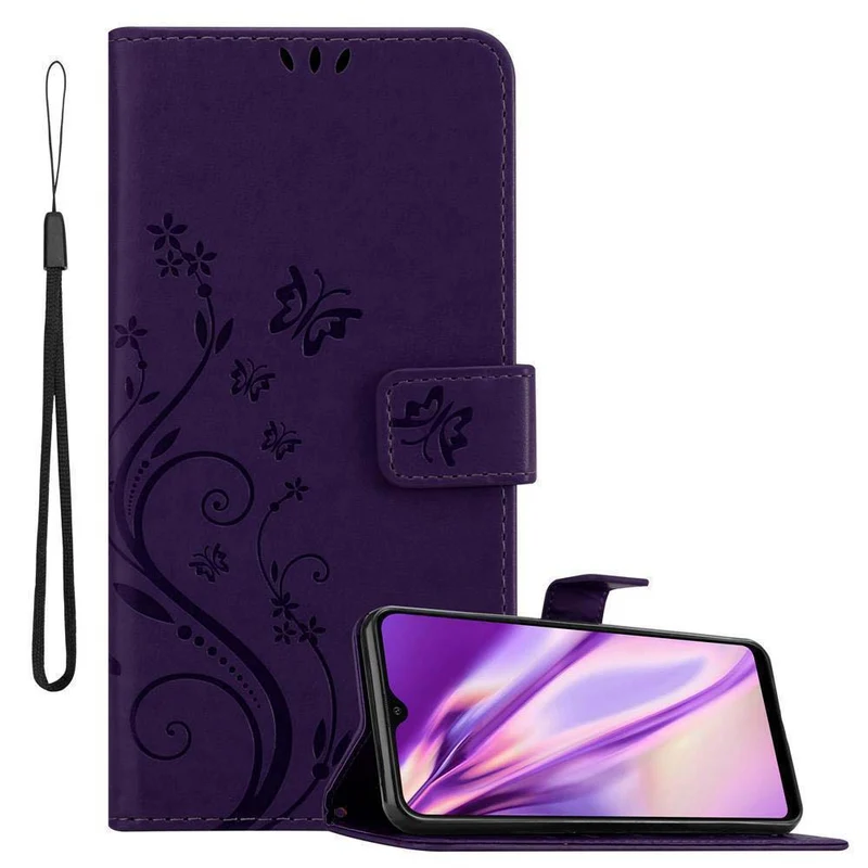 Cadorabo Hülle kompatibel mit Samsung Galaxy A20 / A30 / M10s Schutzhülle im Blumen Design mit Magnetverschluss, Standfunktion und Kartenfächern