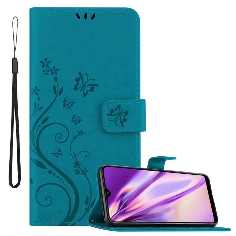 Cadorabo Hülle kompatibel mit Samsung Galaxy A20 / A30 / M10s Schutzhülle im Blumen Design mit Magnetverschluss, Standfunktion und Kartenfächern