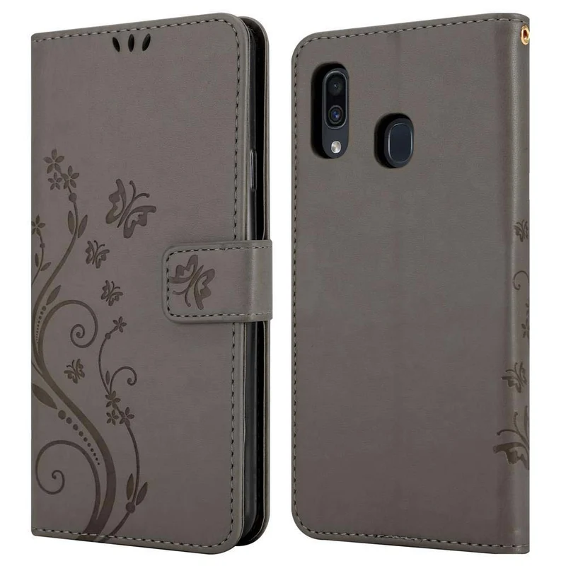 Cadorabo Hülle kompatibel mit Samsung Galaxy A20 / A30 / M10s Schutzhülle im Blumen Design mit Magnetverschluss, Standfunktion und Kartenfächern
