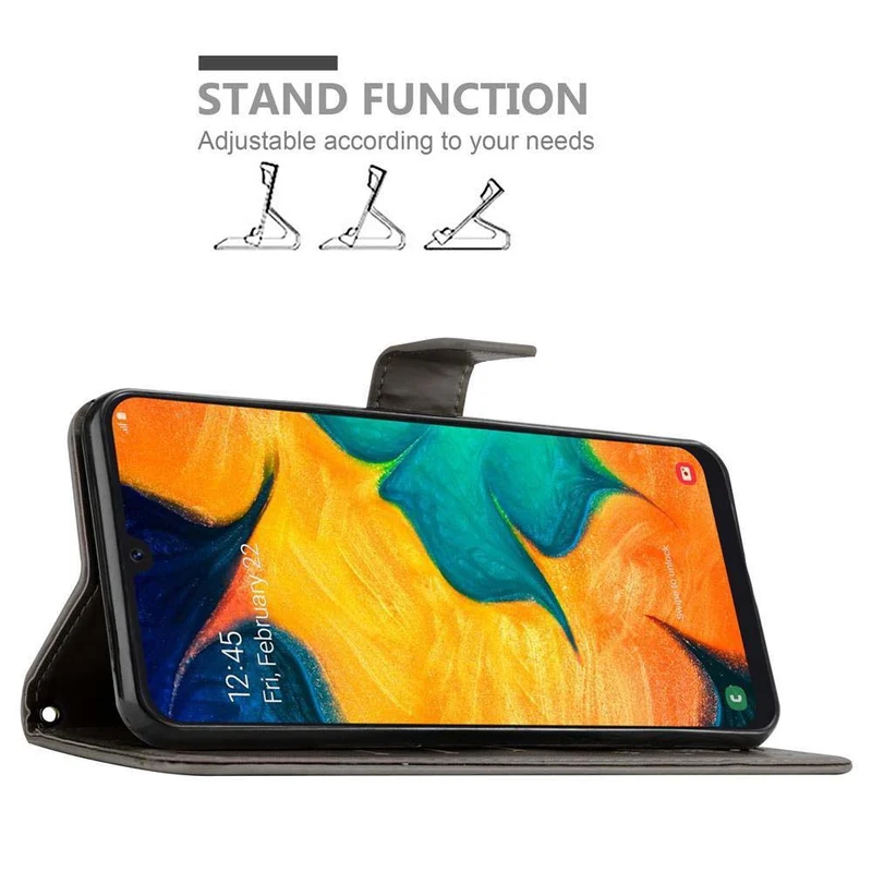 Cadorabo Hülle kompatibel mit Samsung Galaxy A20 / A30 / M10s Schutzhülle im Blumen Design mit Magnetverschluss, Standfunktion und Kartenfächern