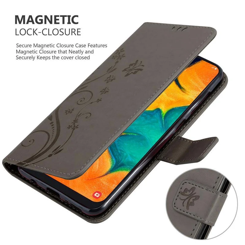 Cadorabo Hülle kompatibel mit Samsung Galaxy A20 / A30 / M10s Schutzhülle im Blumen Design mit Magnetverschluss, Standfunktion und Kartenfächern