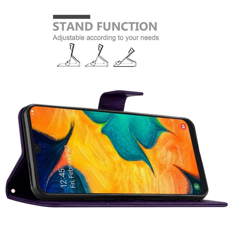 Cadorabo Hülle kompatibel mit Samsung Galaxy A20 / A30 / M10s Schutzhülle im Blumen Design mit Magnetverschluss, Standfunktion und Kartenfächern
