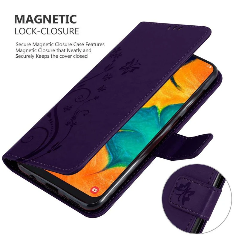 Cadorabo Hülle kompatibel mit Samsung Galaxy A20 / A30 / M10s Schutzhülle im Blumen Design mit Magnetverschluss, Standfunktion und Kartenfächern
