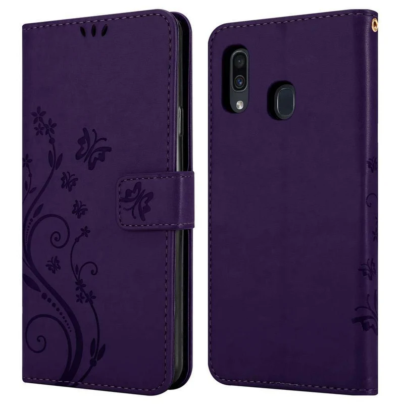 Cadorabo Hülle kompatibel mit Samsung Galaxy A20 / A30 / M10s Schutzhülle im Blumen Design mit Magnetverschluss, Standfunktion und Kartenfächern
