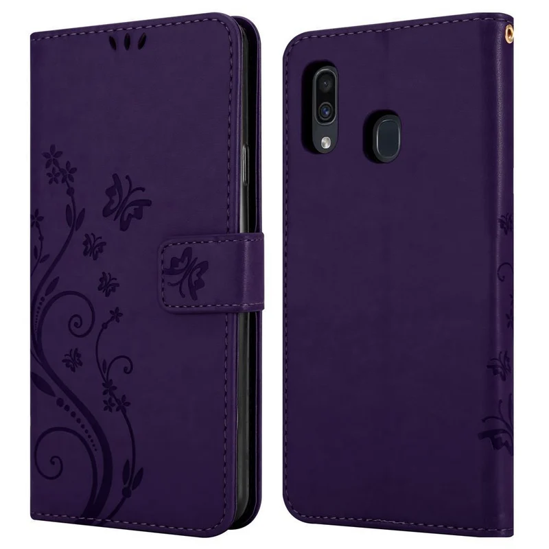 Cadorabo Hülle kompatibel mit Samsung Galaxy A20 / A30 / M10s Schutzhülle im Blumen Design mit Magnetverschluss, Standfunktion und Kartenfächern