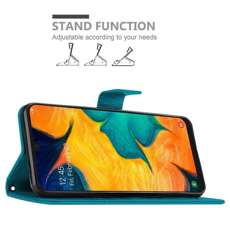 Cadorabo Hülle kompatibel mit Samsung Galaxy A20 / A30 / M10s Schutzhülle im Blumen Design mit Magnetverschluss, Standfunktion und Kartenfächern