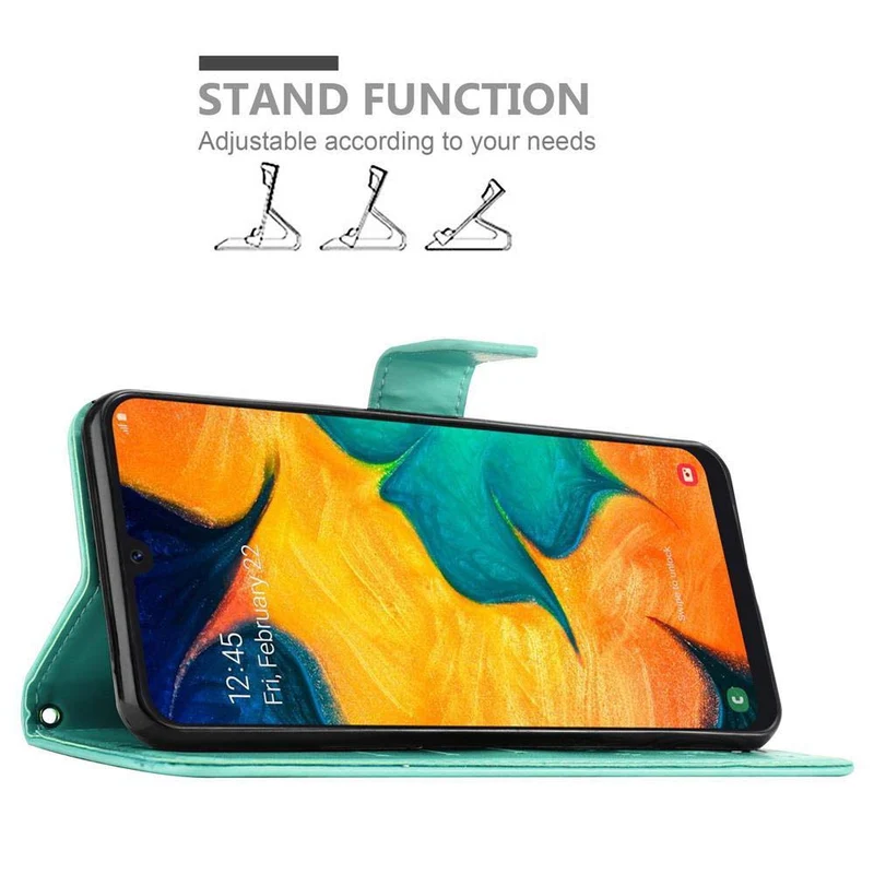 Cadorabo Hülle kompatibel mit Samsung Galaxy A20 / A30 / M10s Schutzhülle im Blumen Design mit Magnetverschluss, Standfunktion und Kartenfächern