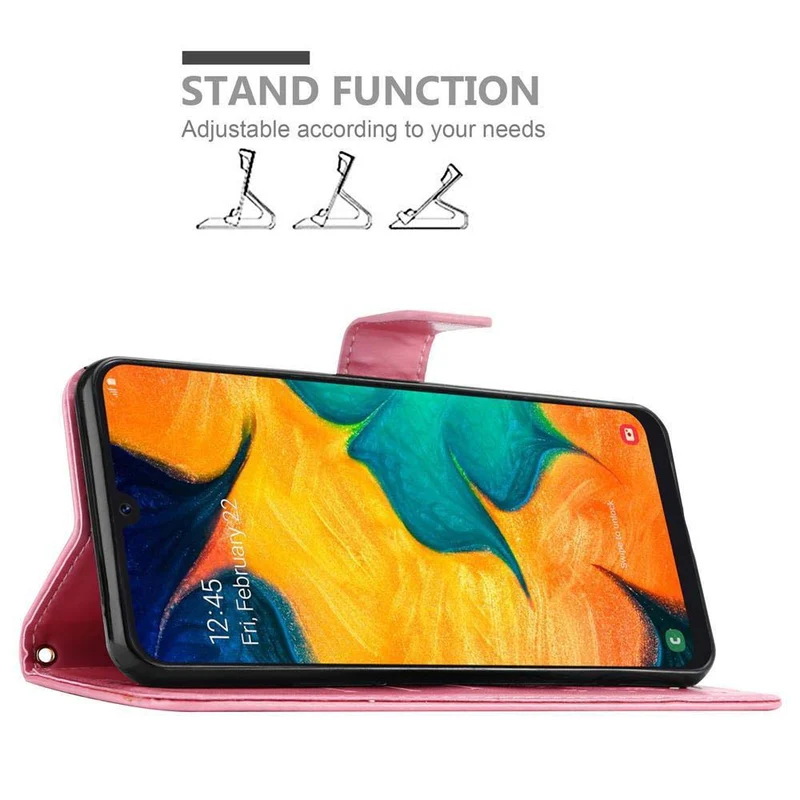 Cadorabo Hülle kompatibel mit Samsung Galaxy A20 / A30 / M10s Schutzhülle im Blumen Design mit Magnetverschluss, Standfunktion und Kartenfächern