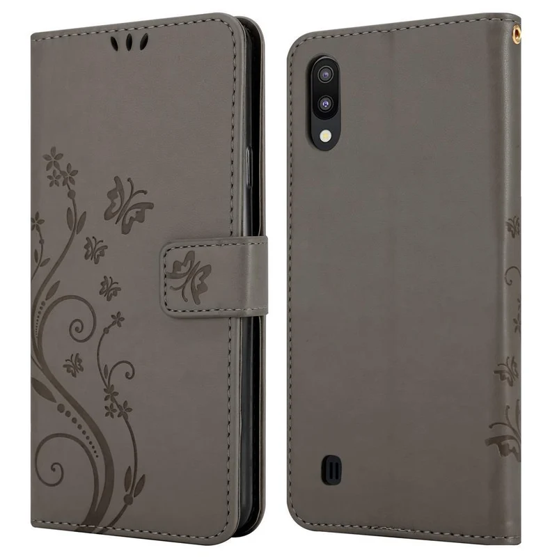 Cadorabo Hülle kompatibel mit Samsung Galaxy A10 / M10 Schutzhülle im Blumen Design mit Magnetverschluss, Standfunktion und Kartenfächern