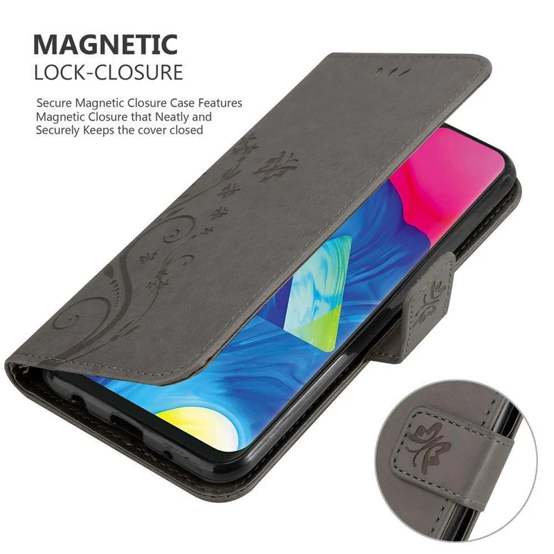 Cadorabo Hülle kompatibel mit Samsung Galaxy A10 / M10 Schutzhülle im Blumen Design mit Magnetverschluss, Standfunktion und Kartenfächern