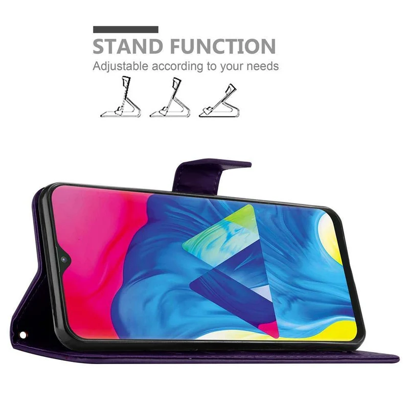 Cadorabo Hülle kompatibel mit Samsung Galaxy A10 / M10 Schutzhülle im Blumen Design mit Magnetverschluss, Standfunktion und Kartenfächern