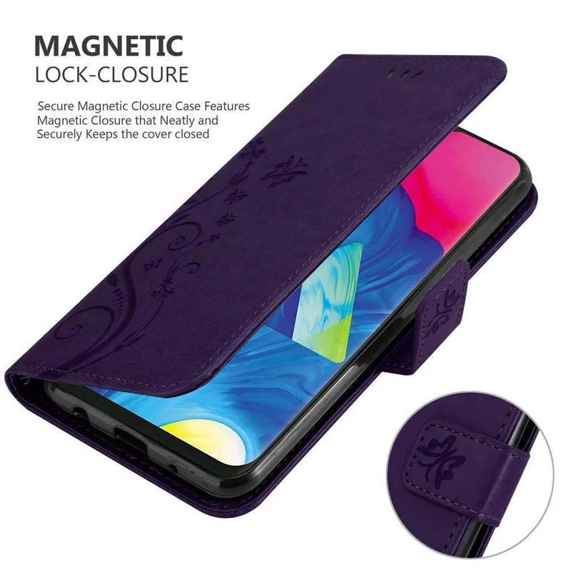 Cadorabo Hülle kompatibel mit Samsung Galaxy A10 / M10 Schutzhülle im Blumen Design mit Magnetverschluss, Standfunktion und Kartenfächern
