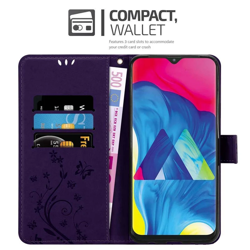 Cadorabo Hülle kompatibel mit Samsung Galaxy A10 / M10 Schutzhülle im Blumen Design mit Magnetverschluss, Standfunktion und Kartenfächern