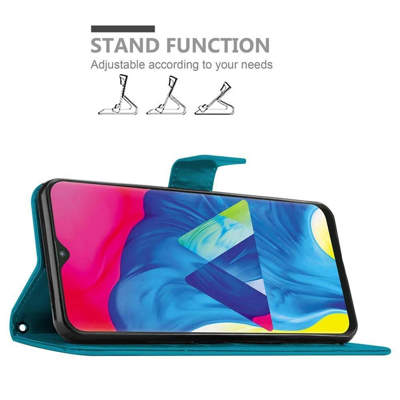 Cadorabo Hülle kompatibel mit Samsung Galaxy A10 / M10 Schutzhülle im Blumen Design mit Magnetverschluss, Standfunktion und Kartenfächern