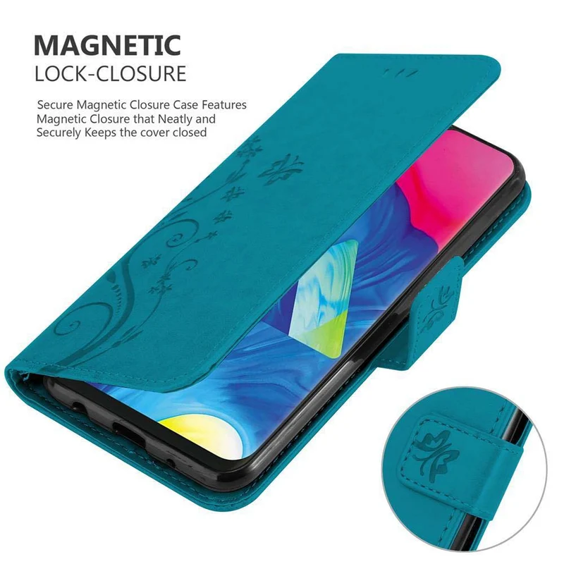Cadorabo Hülle kompatibel mit Samsung Galaxy A10 / M10 Schutzhülle im Blumen Design mit Magnetverschluss, Standfunktion und Kartenfächern
