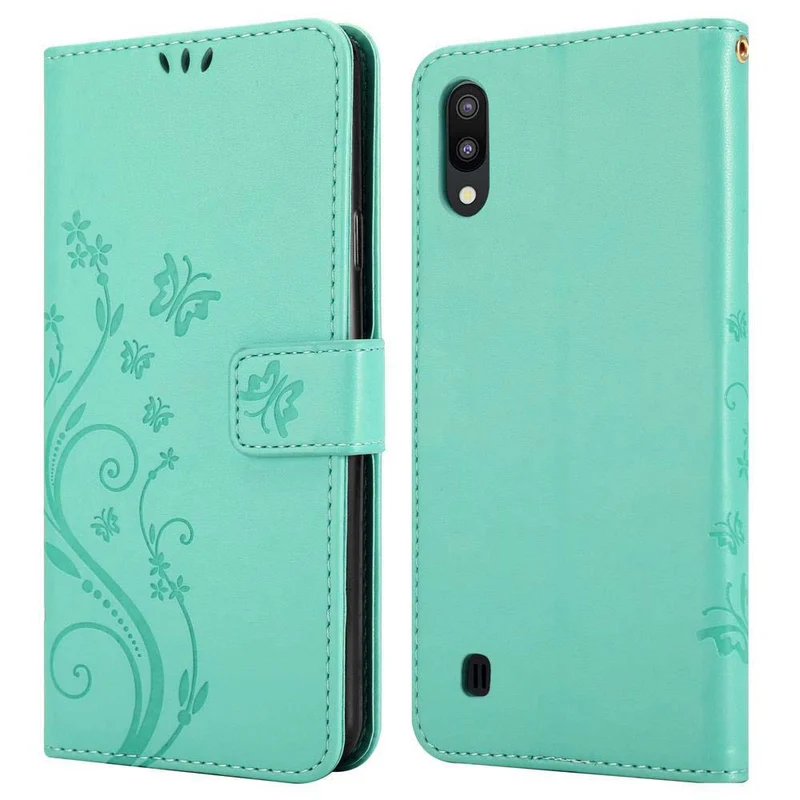 Cadorabo Hülle kompatibel mit Samsung Galaxy A10 / M10 Schutzhülle im Blumen Design mit Magnetverschluss, Standfunktion und Kartenfächern