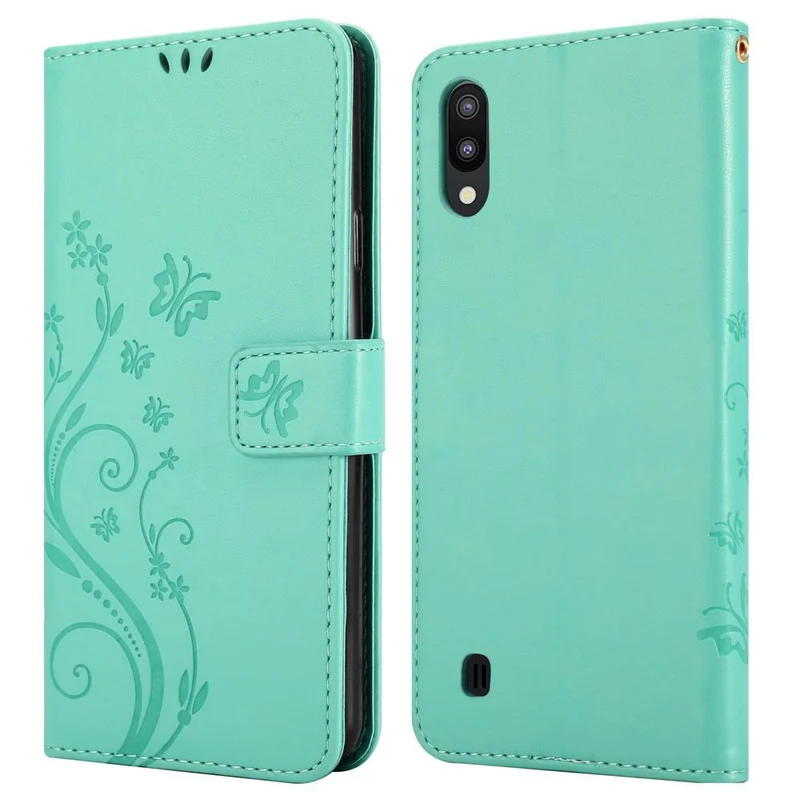 Cadorabo Hülle kompatibel mit Samsung Galaxy A10 / M10 Schutzhülle im Blumen Design mit Magnetverschluss, Standfunktion und Kartenfächern
