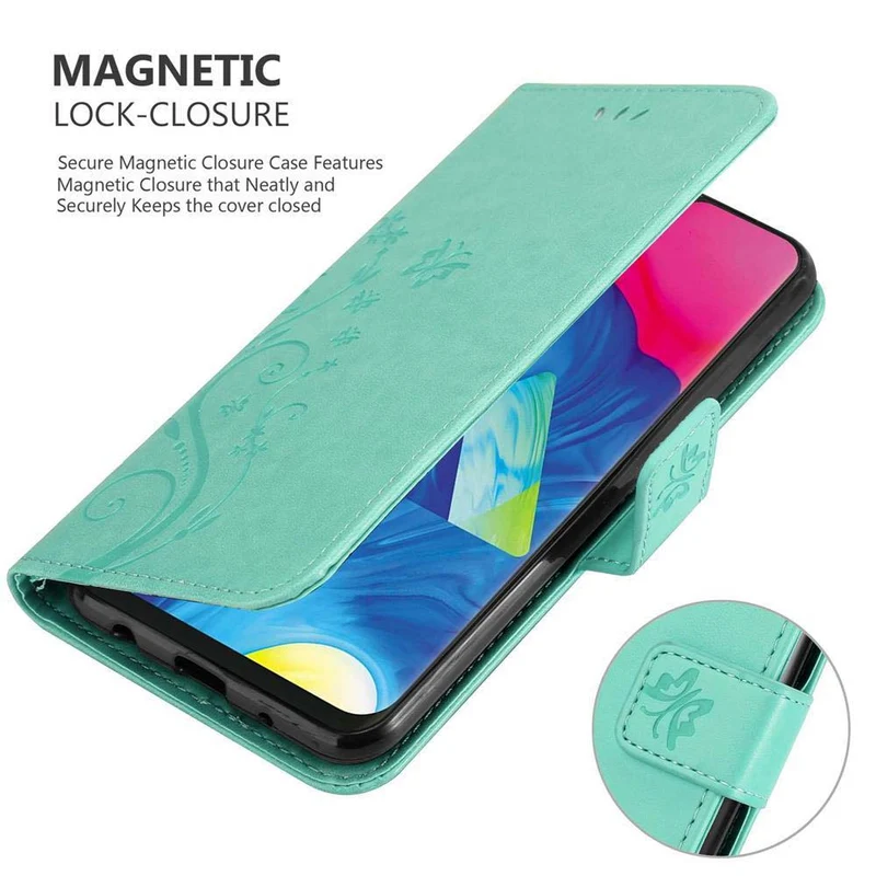 Cadorabo Hülle kompatibel mit Samsung Galaxy A10 / M10 Schutzhülle im Blumen Design mit Magnetverschluss, Standfunktion und Kartenfächern