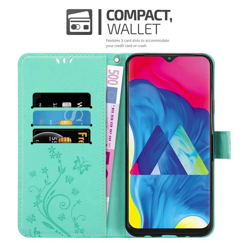 Cadorabo Hülle kompatibel mit Samsung Galaxy A10 / M10 Schutzhülle im Blumen Design mit Magnetverschluss, Standfunktion und Kartenfächern
