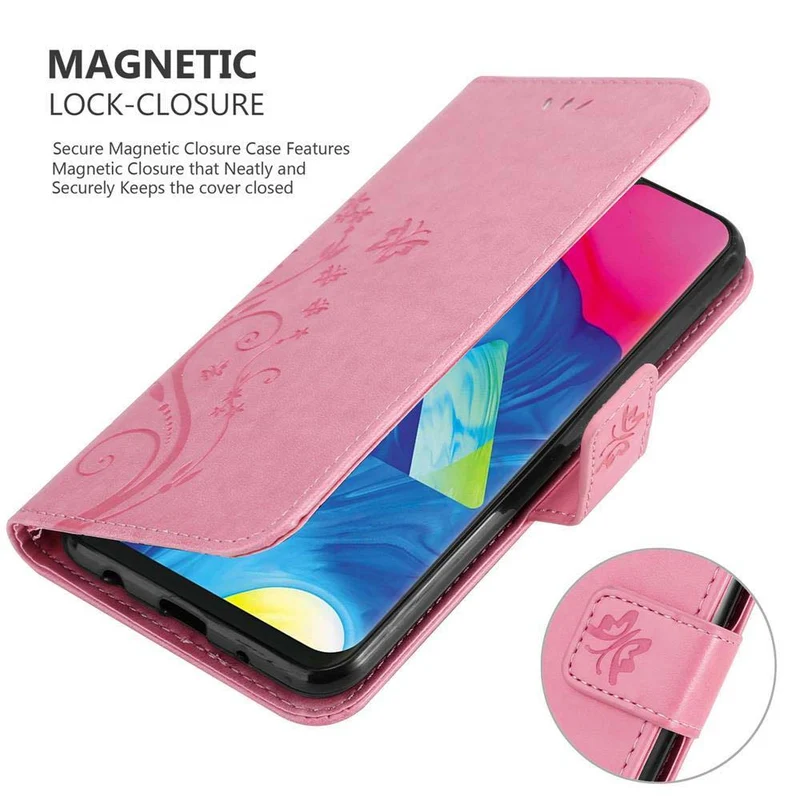 Cadorabo Hülle kompatibel mit Samsung Galaxy A10 / M10 Schutzhülle im Blumen Design mit Magnetverschluss, Standfunktion und Kartenfächern