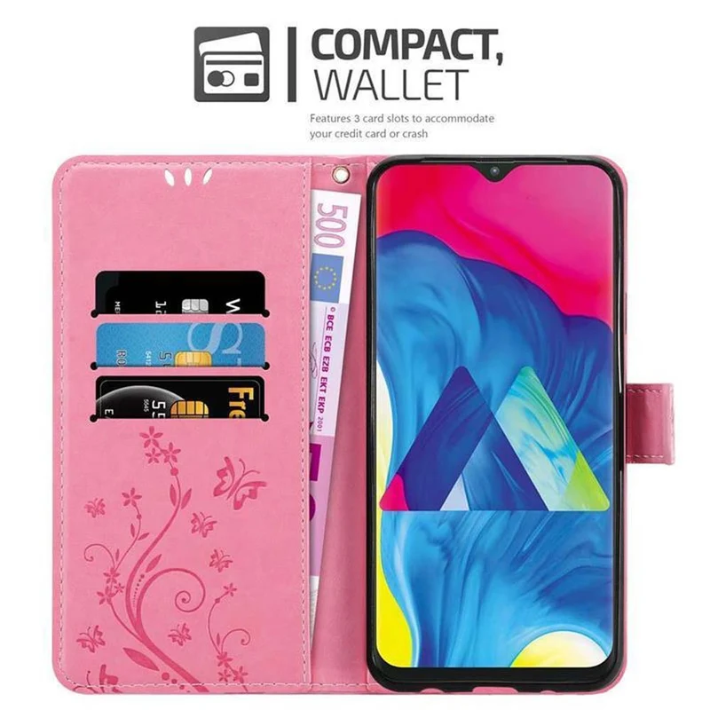 Cadorabo Hülle kompatibel mit Samsung Galaxy A10 / M10 Schutzhülle im Blumen Design mit Magnetverschluss, Standfunktion und Kartenfächern