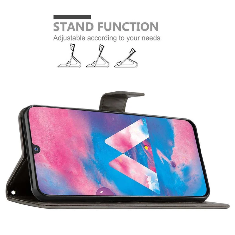 Cadorabo Hülle kompatibel mit Samsung Galaxy M30 / A40s Schutzhülle im Blumen Design mit Magnetverschluss, Standfunktion und Kartenfächern