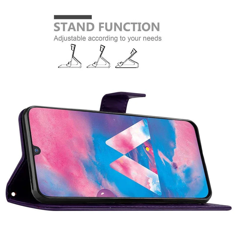 Cadorabo Hülle kompatibel mit Samsung Galaxy M30 / A40s Schutzhülle im Blumen Design mit Magnetverschluss, Standfunktion und Kartenfächern