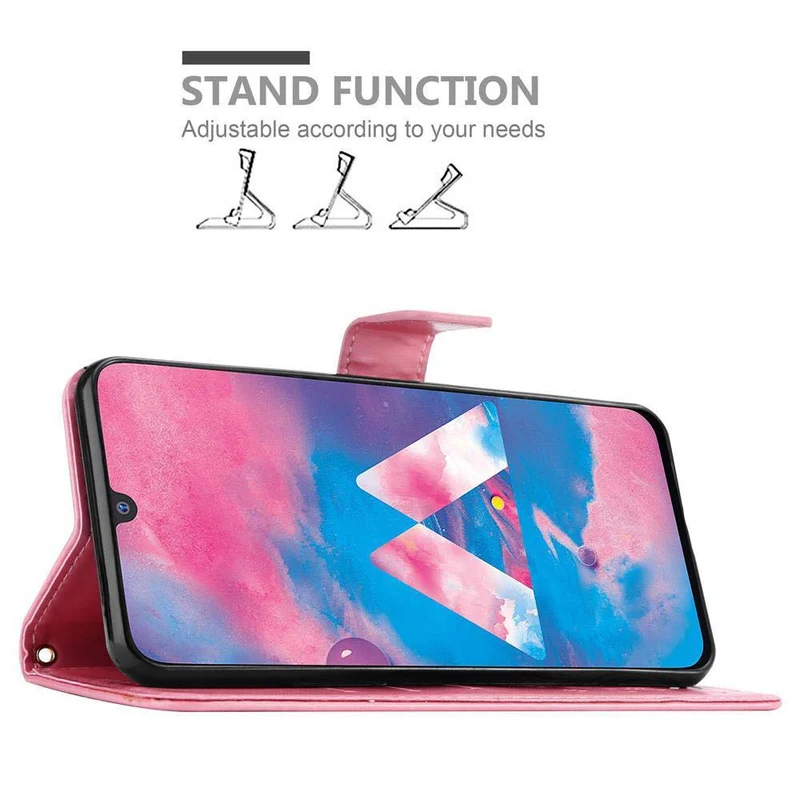Cadorabo Hülle kompatibel mit Samsung Galaxy M30 / A40s Schutzhülle im Blumen Design mit Magnetverschluss, Standfunktion und Kartenfächern