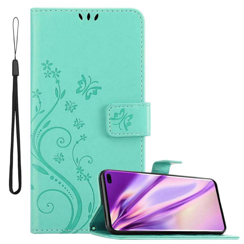 Cadorabo Hülle kompatibel mit Samsung Galaxy S10 PLUS Schutzhülle im Blumen Design mit Magnetverschluss, Standfunktion und Kartenfächern
