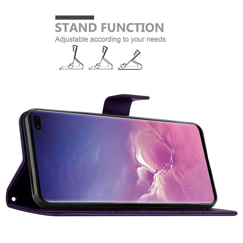 Cadorabo Hülle kompatibel mit Samsung Galaxy S10 PLUS Schutzhülle im Blumen Design mit Magnetverschluss, Standfunktion und Kartenfächern