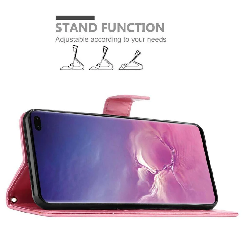 Cadorabo Hülle kompatibel mit Samsung Galaxy S10 PLUS Schutzhülle im Blumen Design mit Magnetverschluss, Standfunktion und Kartenfächern